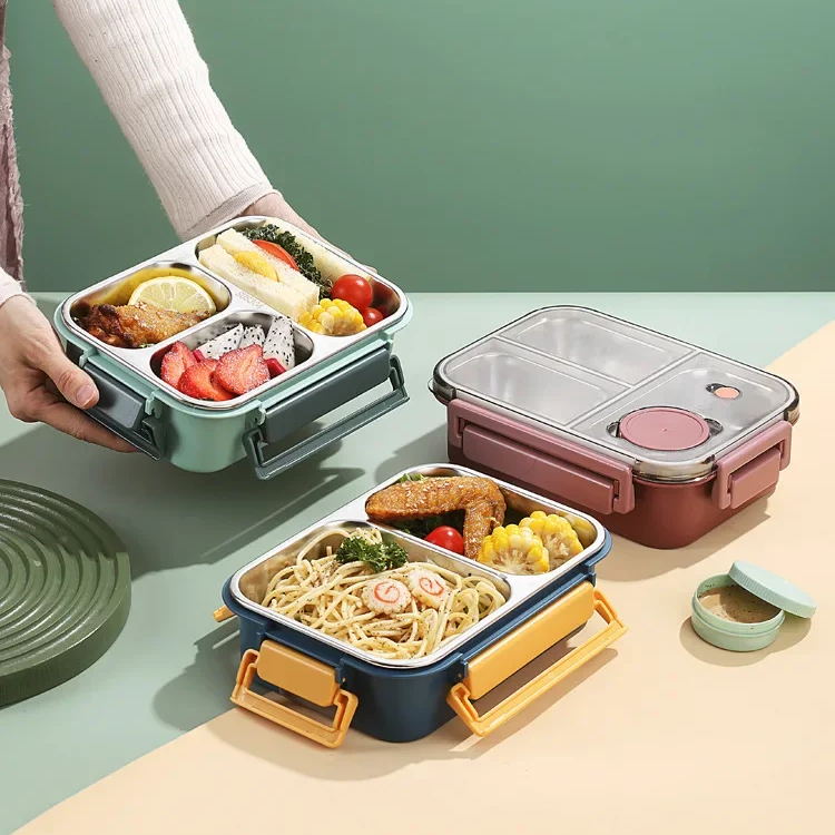 Roestvrijstalen Geïsoleerde Lunchbox Met Compartimenten En Lekvrije Deksel Voor Warme En Koude Maaltijden Onderweg