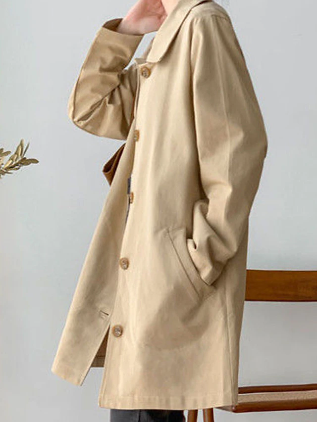 Dames Trenchcoat Klassiek Enkelrijig Met Reverskraag Knielengte - StudioMarella