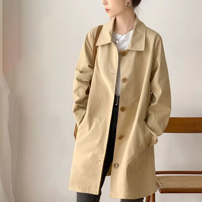 Dames Trenchcoat Klassiek Enkelrijig Met Reverskraag