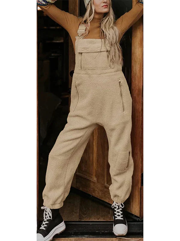 Dames Fleece Overall Warm en Zacht met Rits en Zakken - StudioMarella