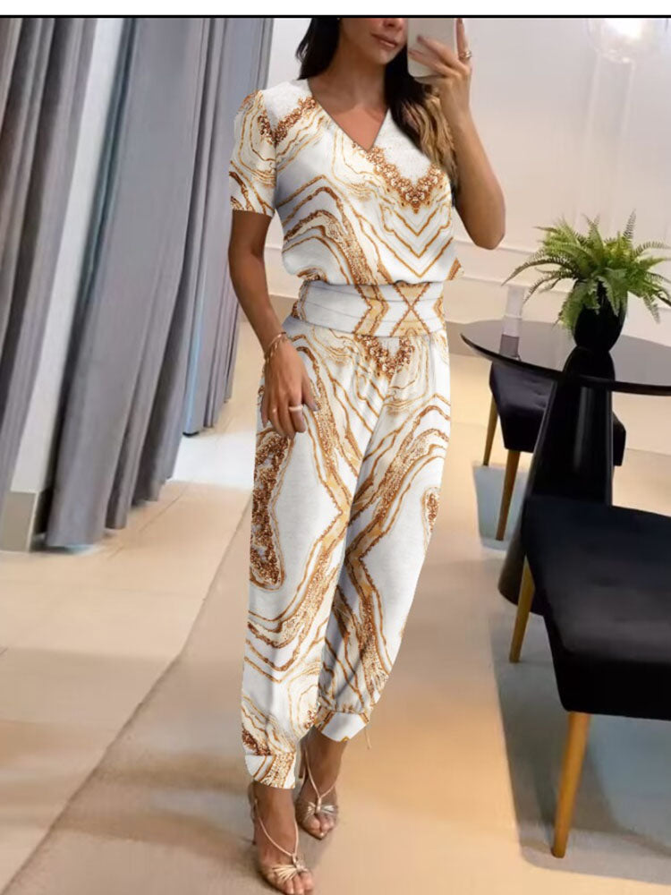 Dames Broek Blouse Set met Pofmouwen Elastisch