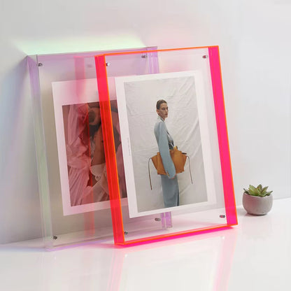Acryl Fotolijst met Gekleurde Rand – Wand & Tafel – 10 Kleuren – 5 Maten