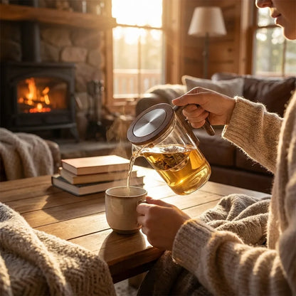 Glazen Theepot Magnetisch Filter Losse Thee Kruidenthee Elegant Hittebestendig