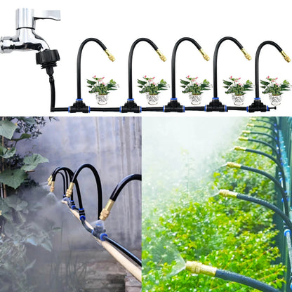 Druppelirrigatiesysteem 360° Messing PE-Slang 8mm Automatisch Bewateren Tuin Balkon Kas Hoogbed Kraan 5m 10m Zonder Stroom
