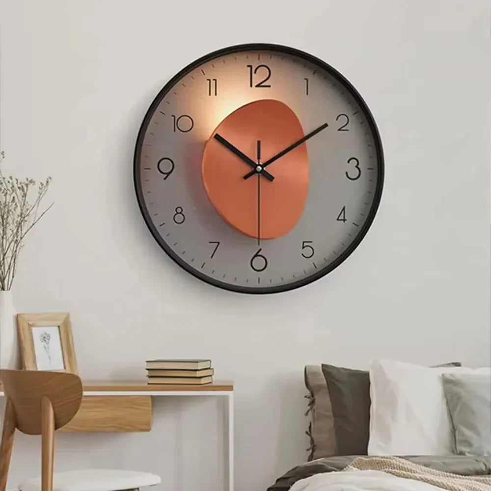 Wandklok Stil Quartz 20cm Kunststof Glas Metalen Wijzers Analoog Slaapkamer Woonkamer Kantoor Werkkamer Geen Tik-Tak Geluid AA Batterij