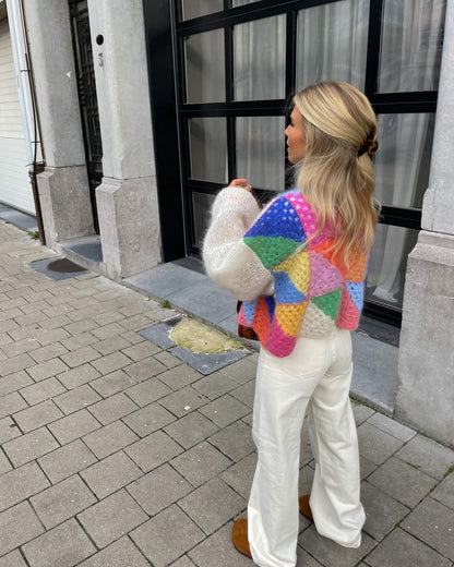 Dames Cardigan Gebreid Warm en Zachte Patchwork Trui