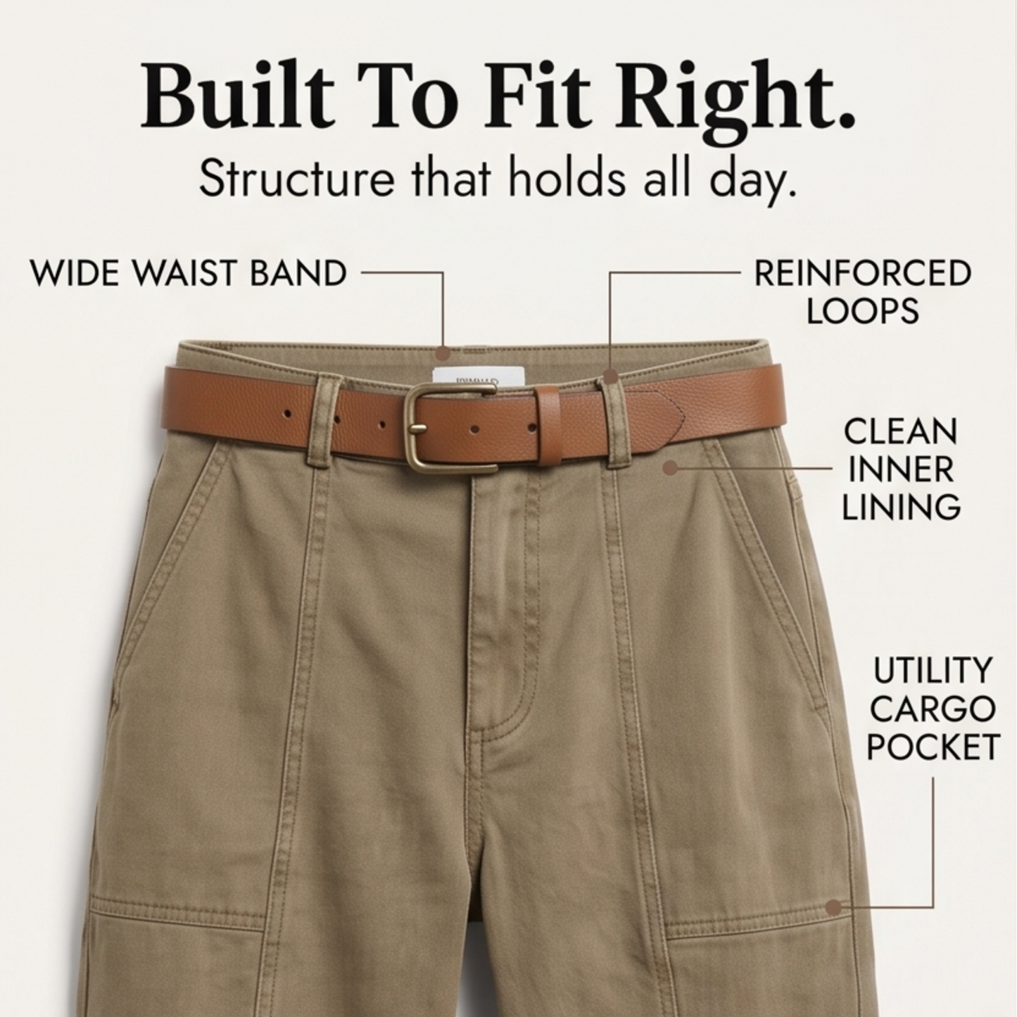 Utility Pantalon Hoge Taille Taps Toelopend met Geplooid Enkelboord Casual Werkbroek
