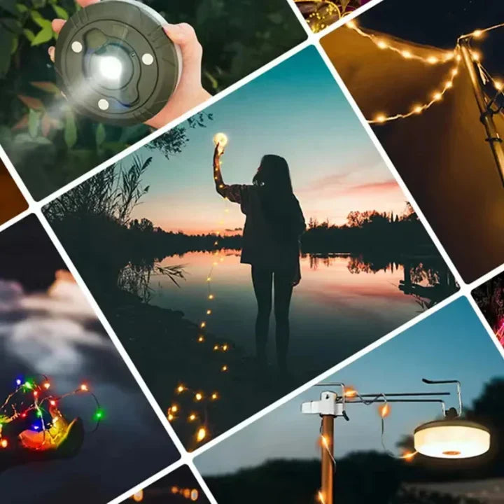 4-in-1 Campinglamp LED RGB Lichtslinger 10m 2000mAh Powerbank IPX4 Tentlamp Zaklamp Buitenlamp Festival Tuin Oplaadbaar
