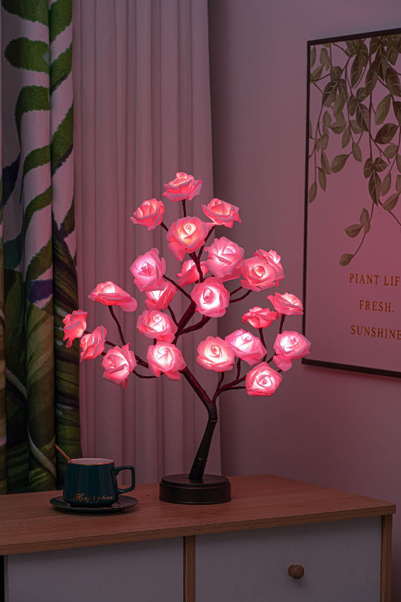 LED Decoratielamp Warm Wit 24 Bloemen Tafel- of Vloerlamp Bloemverlichting voor Woonkamer Kantoor Slaapkamer