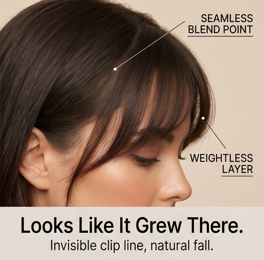 Clip-in Pony Haarstuk met Dubbele Clip – Direct Ponylook zonder Knippen