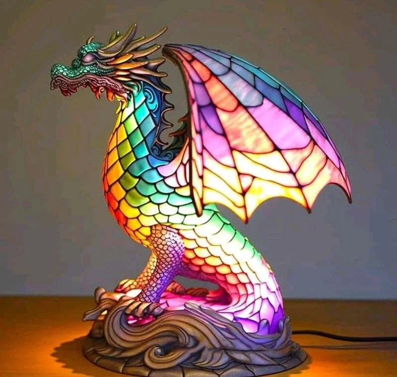 Decoratieve Tafellamp met Dierenprint Gebrandschilderd Glas Effect 15cm Warm Sfeerlicht voor Woonkamer Slaapkamer Nachtkastje