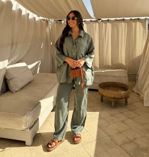 Vrouwelijke Pyjama Set Lange Mouwen Zijde en Katoen