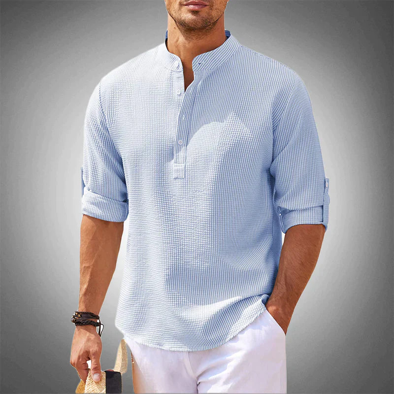 Herenshirt Katoen 3/4 Mouw Casual Henley Stijl