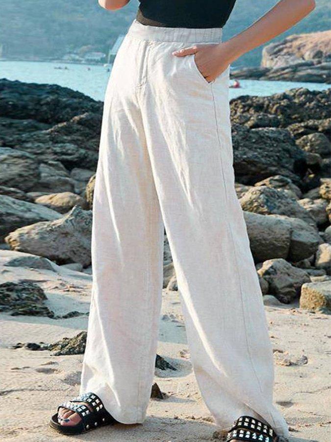 Linnen Broek Wit Comfortabele Zomerbroek