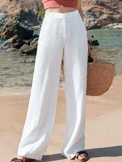 Linnen Broek Wit Comfortabele Zomerbroek - StudioMarella