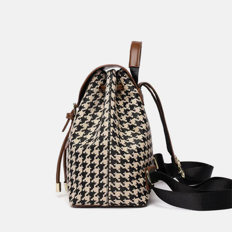 Dames Rugzak Houndstooth Patroon Stijlvol en Veelzijdig