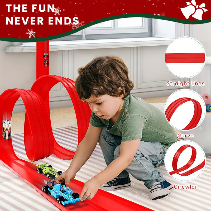 Flexibele DIY Racebaan voor Kinderen – 5 Meter Race Track met Auto's en Loopings