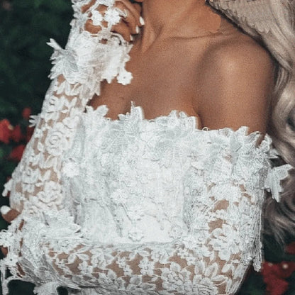 Witte Kanten Zomerjurk Off-Shoulder Midi Jurk voor Vrouw