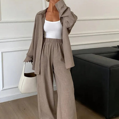 Dames Linnen Set Zomerse Casual Outfit