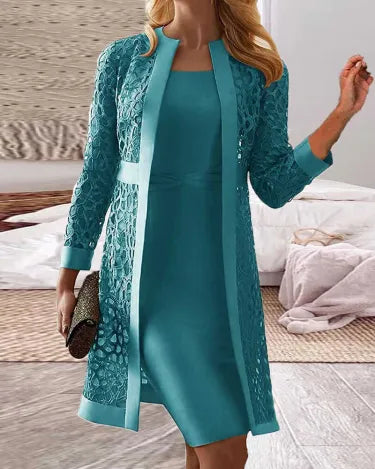 Damesvest Tweedelig Kant Set Elegante Jurk