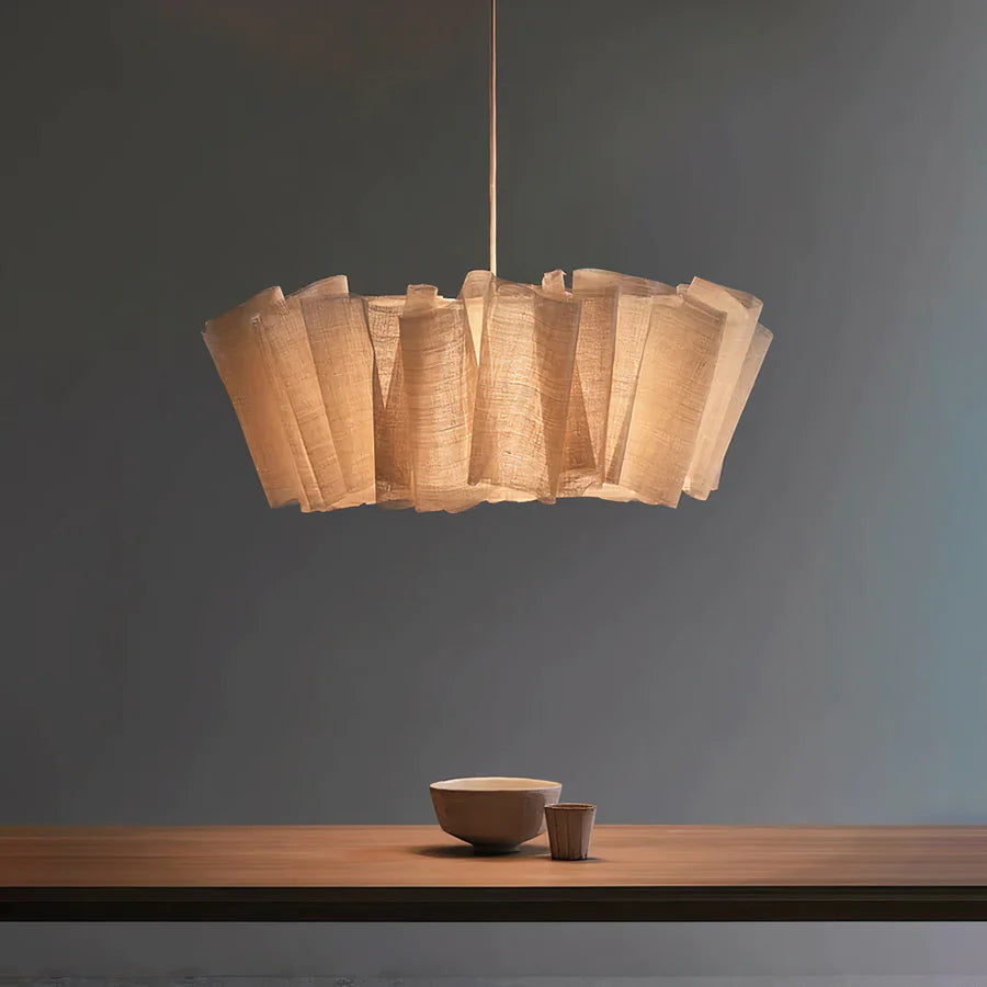 Geplisseerde Stoffen Hanglamp – Minimalistische Scandinavische Verlichting voor Eetkamer & Woonkamer
