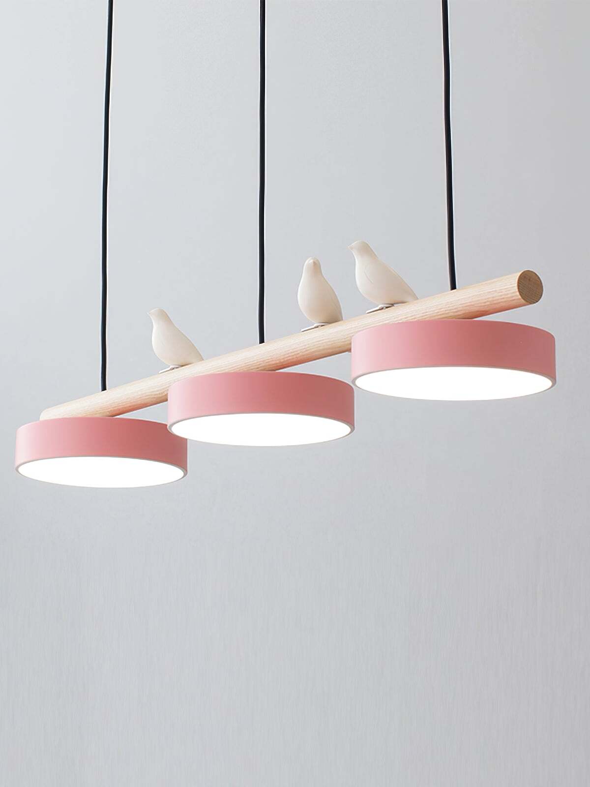 Hanglamp Hout Design Vogelvorm Drie Kappen Scandinavisch Keukeneiland