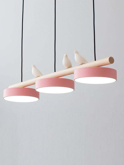 Hanglamp Hout Design Vogelvorm Drie Kappen Scandinavisch Keukeneiland