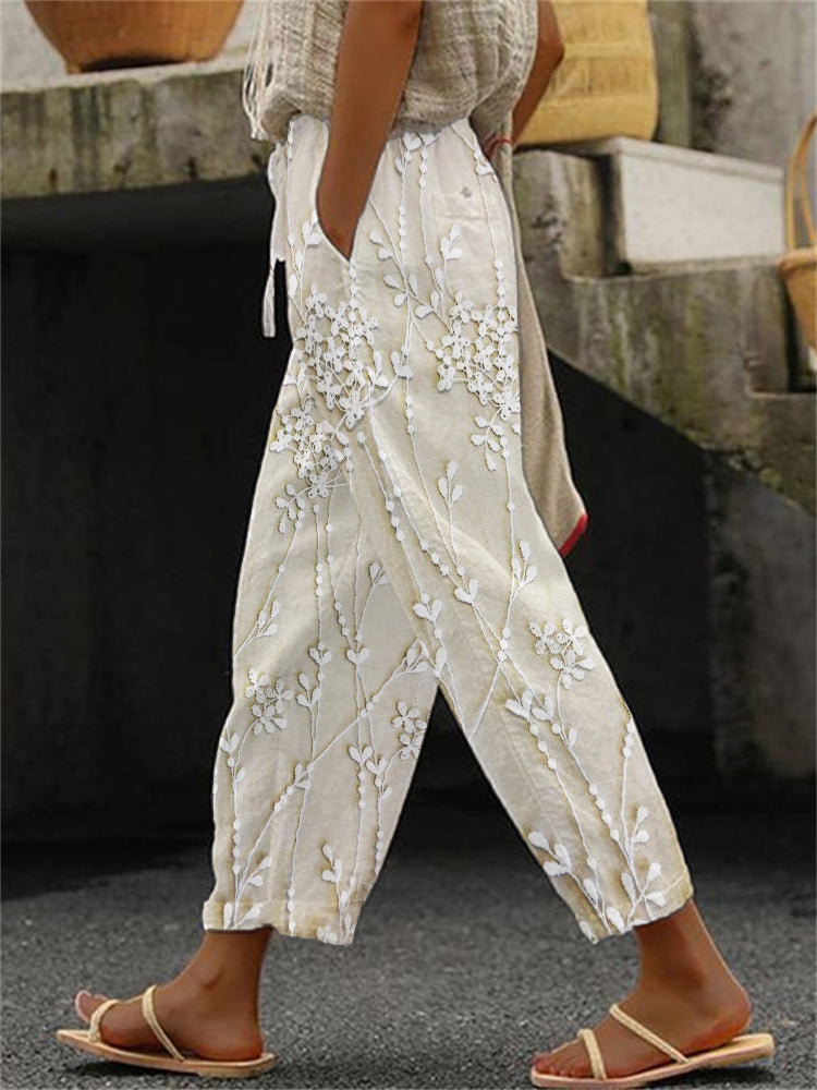 Boho Broek met Elegante Wijnranken Print - StudioMarella