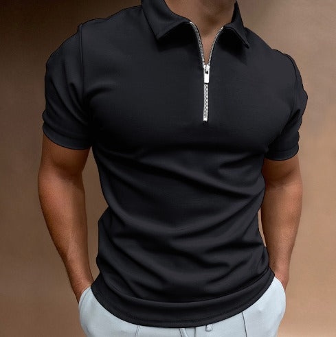 Herenshirt Kort Mouwen Rits Voorzien Zomerkleding