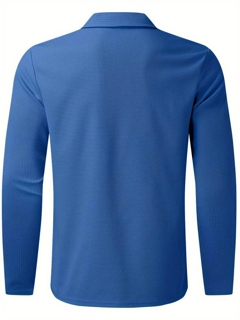 Heren Wafelshirt Lange Mouwen V-Hals Katoen