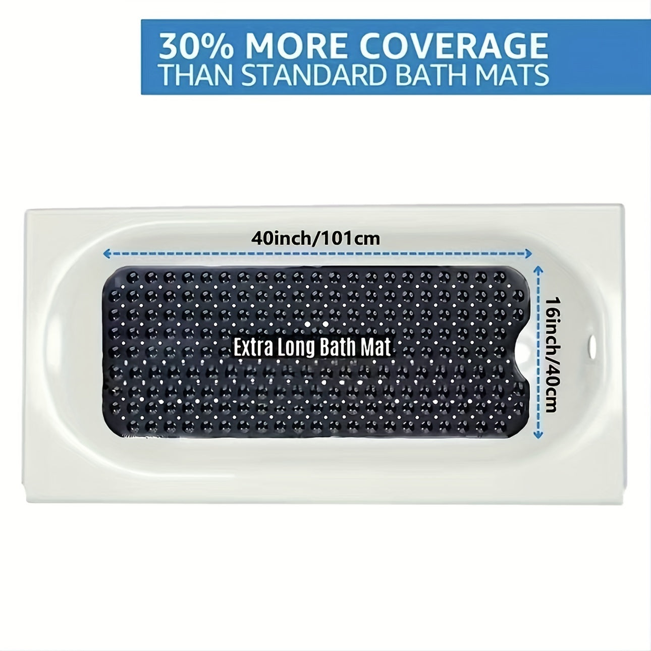 Antislip Badmat XL voor Douche en Bad – Extra Lange Veiligheidsbadmat met Zuignappen