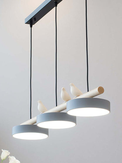 Hanglamp Hout Design Vogelvorm Drie Kappen Scandinavisch Keukeneiland