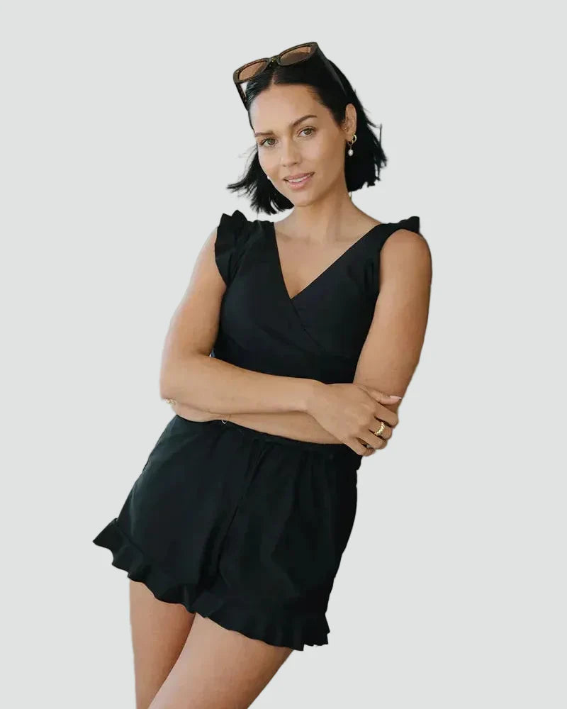 Dames Tankini Set Zomerse Ruches V-Hals Badpak - StudioMarella