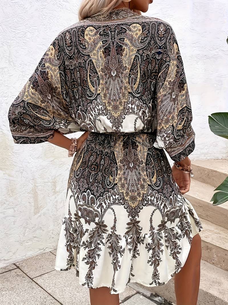 Zomerjurk voor Vrouw Korte Mouwen Elegante Jurk
