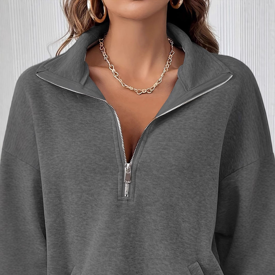Dames Zachtste Half-Zip Trui Comfortabel en Casual