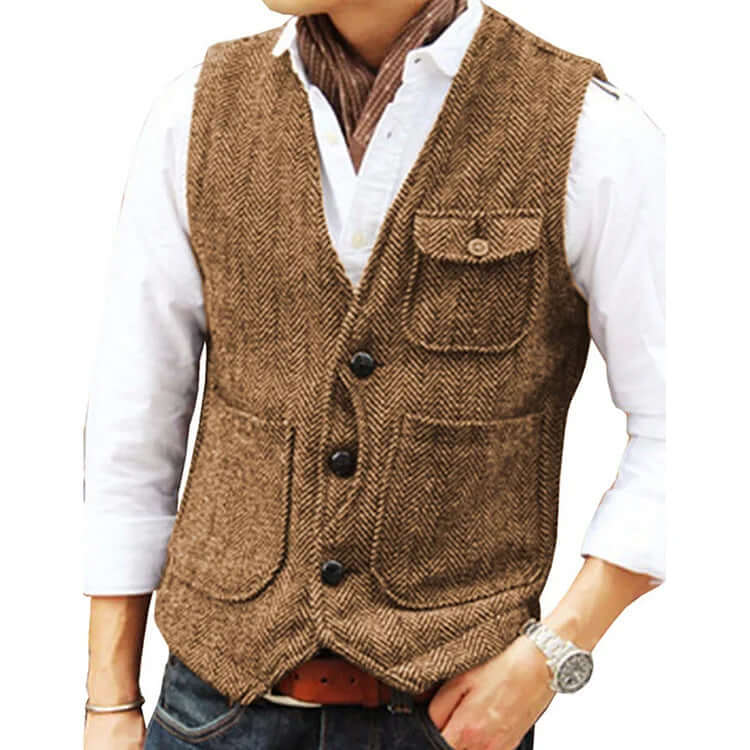 Heren Gilet Kasjmier Look Elegant Enkele Sluiting Comfortabel - StudioMarella