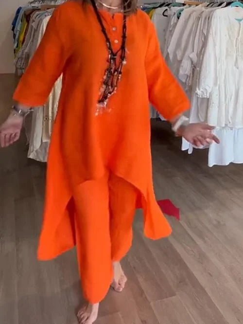 Linnen Damespak Zomerjurk Elegante Korte Broek