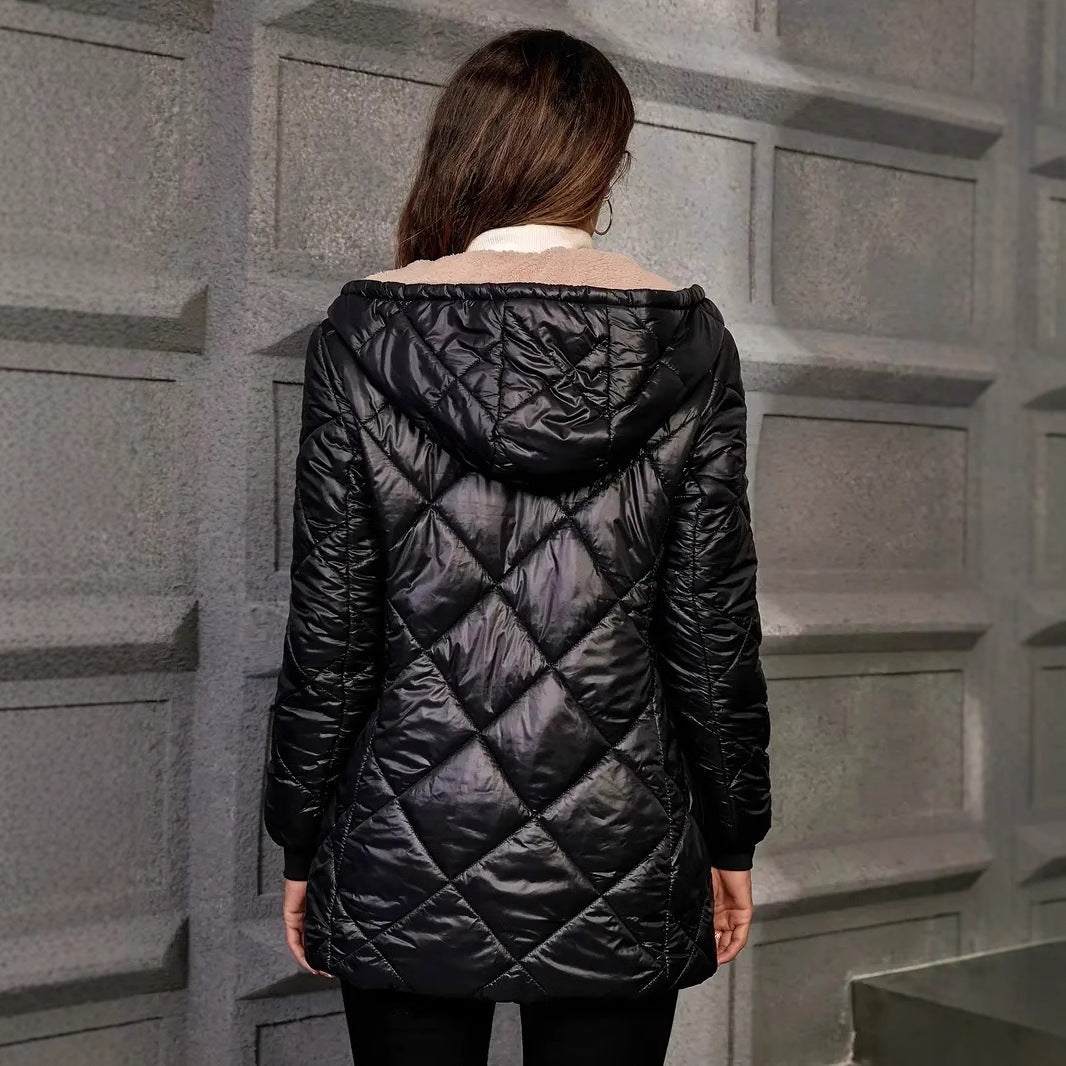 Dames Gewatteerde Jas Warm Quilted met Capuchon