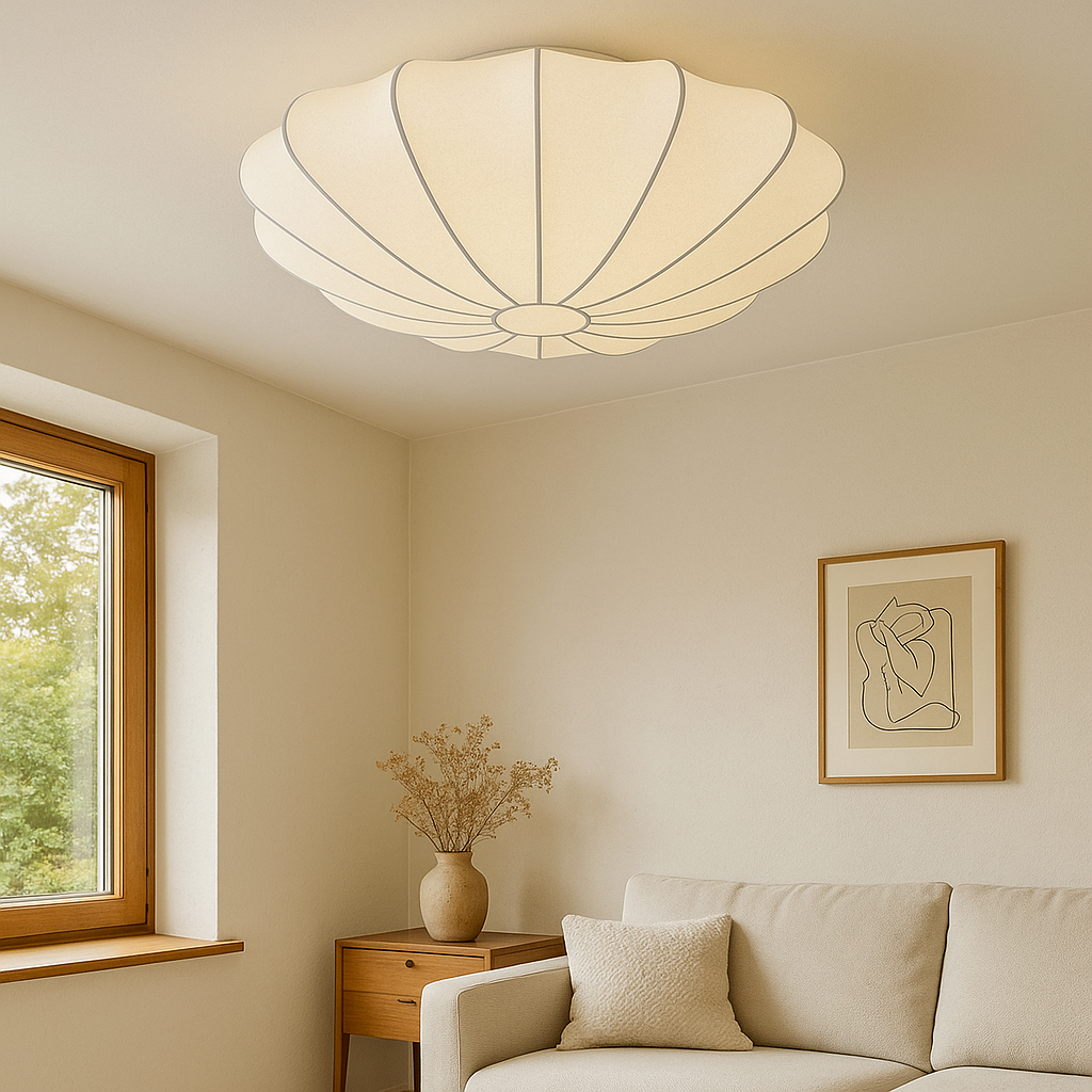 Nelson plafondlamp zijdevezel 3000K wit woonkamer slaapkamer cocoon design Japandi verlichting