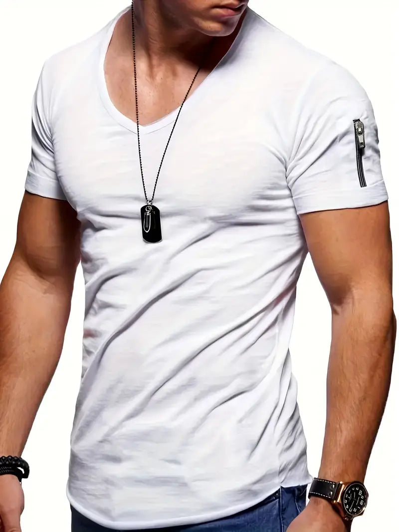 Heren T-shirt V-hals Casual Katoen