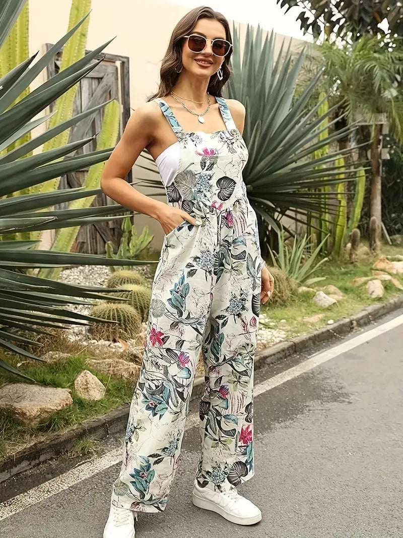 Vrouwen Jumpsuit Zomerse Bloemen Jurk Comfortabele Stof