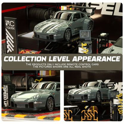 RC drift auto 1:24 4WD grijs met verlichte wielen afstandsbediening extra banden driftauto speelgoed auto usb oplaadbaar