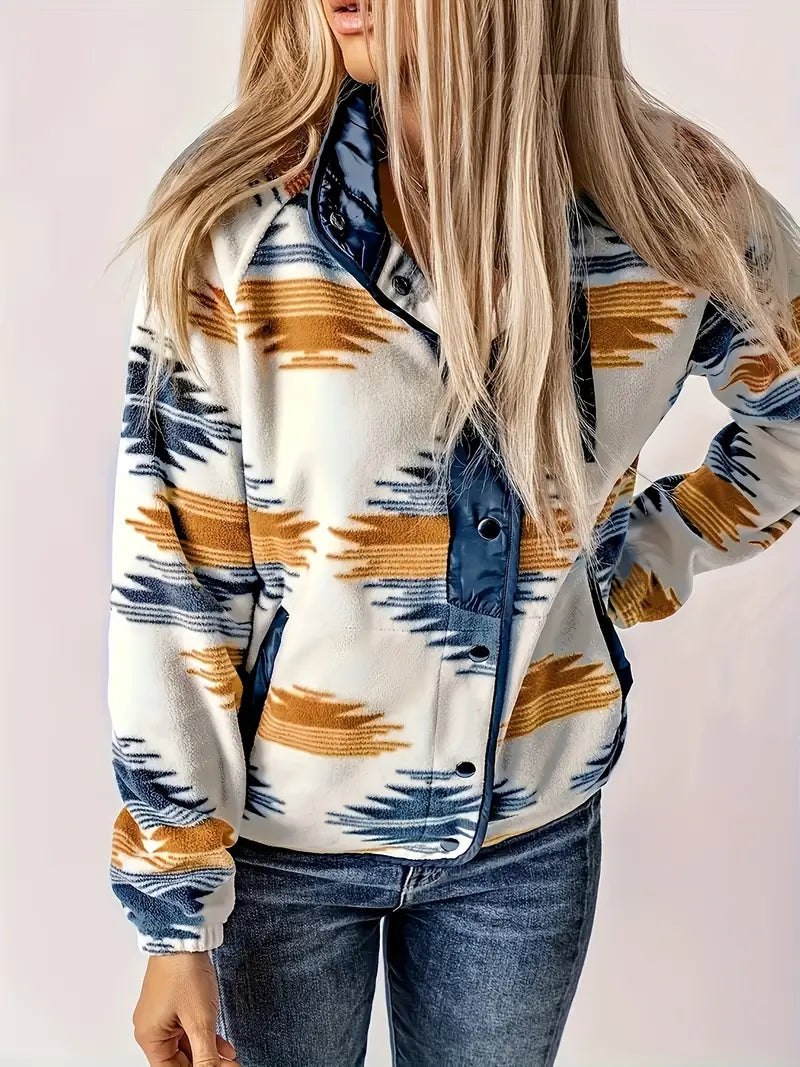 Vrouwelijke Jassen Met Knoopsluiting Azteken Print