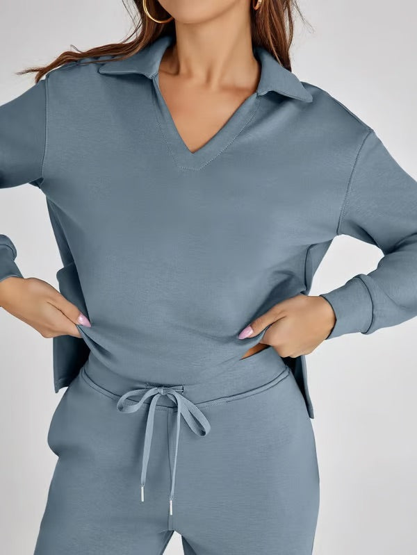 Dames Sweater Set met Wijde Broek - Zacht en Warm voor Herfst en Winter