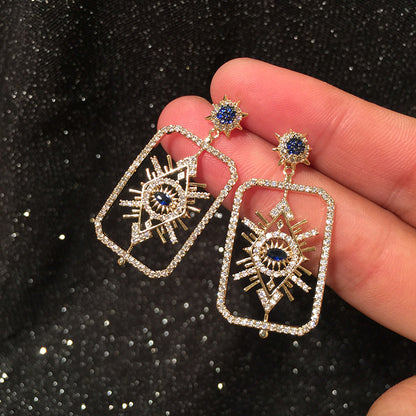 Dames Oorbellen Geometrisch met Oog Details → Dames Oorbellen Geometrisch met Ogen Zilver