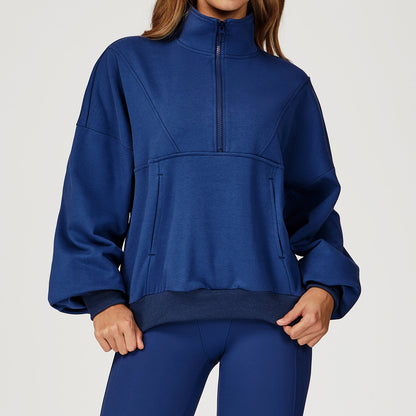 Dames Sweatshirt Sportief Met Halve Rits Comfortabel