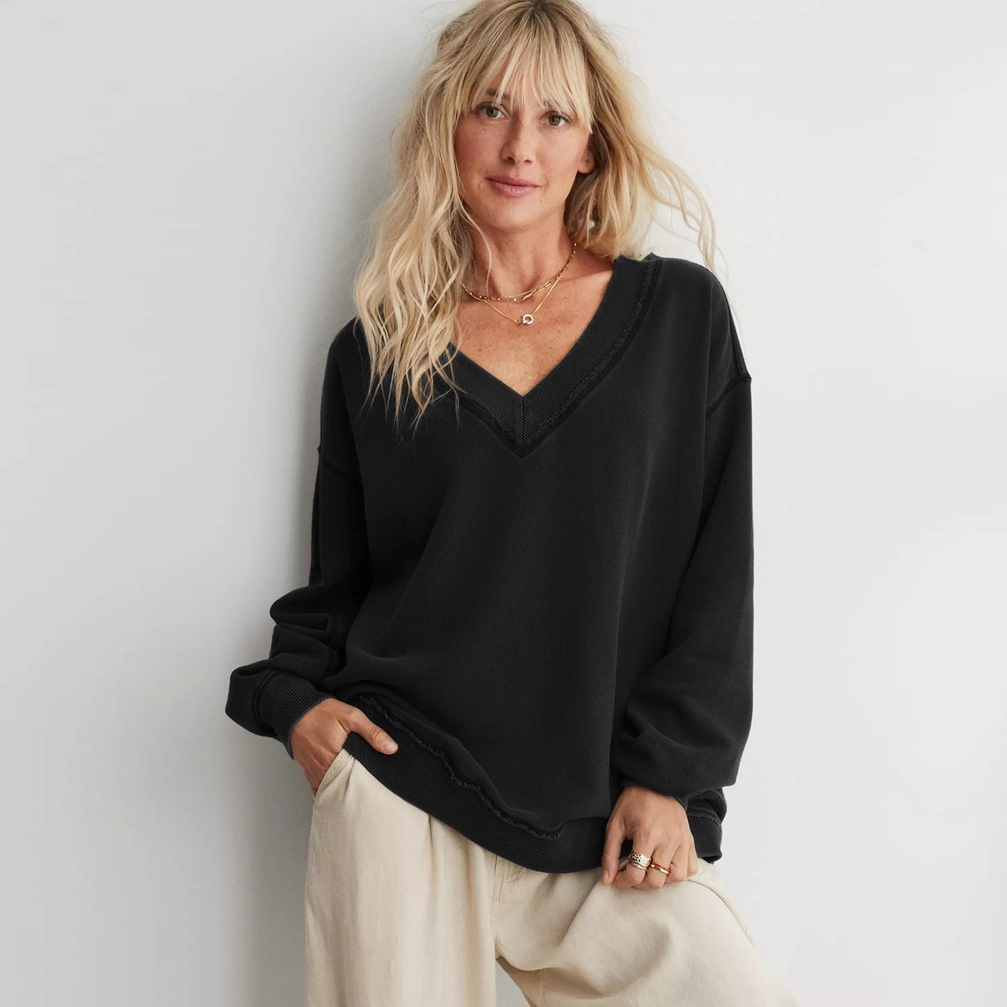 Dames Sweater Comfortabel met V-Hals Zacht en Warm