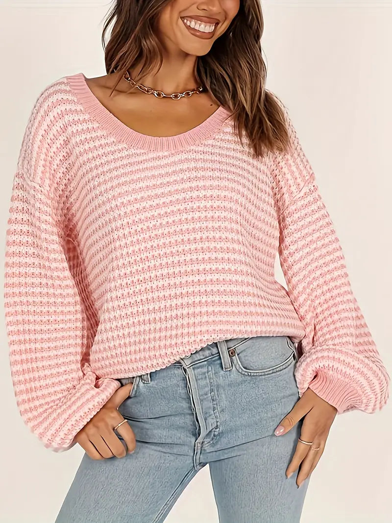 Vrouwelijke Gebreide Trui met Lage Schouders Casual Stijl