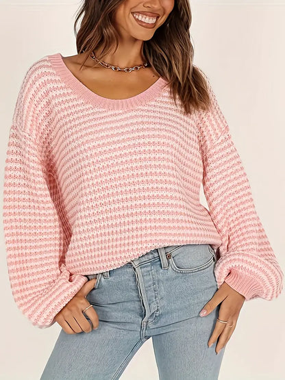 Vrouwelijke Gebreide Trui met Lage Schouders Casual Stijl