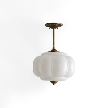 Vintage Melkglazen Hanglamp met Gegolfde Rand – Scandinavische Sfeerverlichting voor Keuken en Slaapkamer